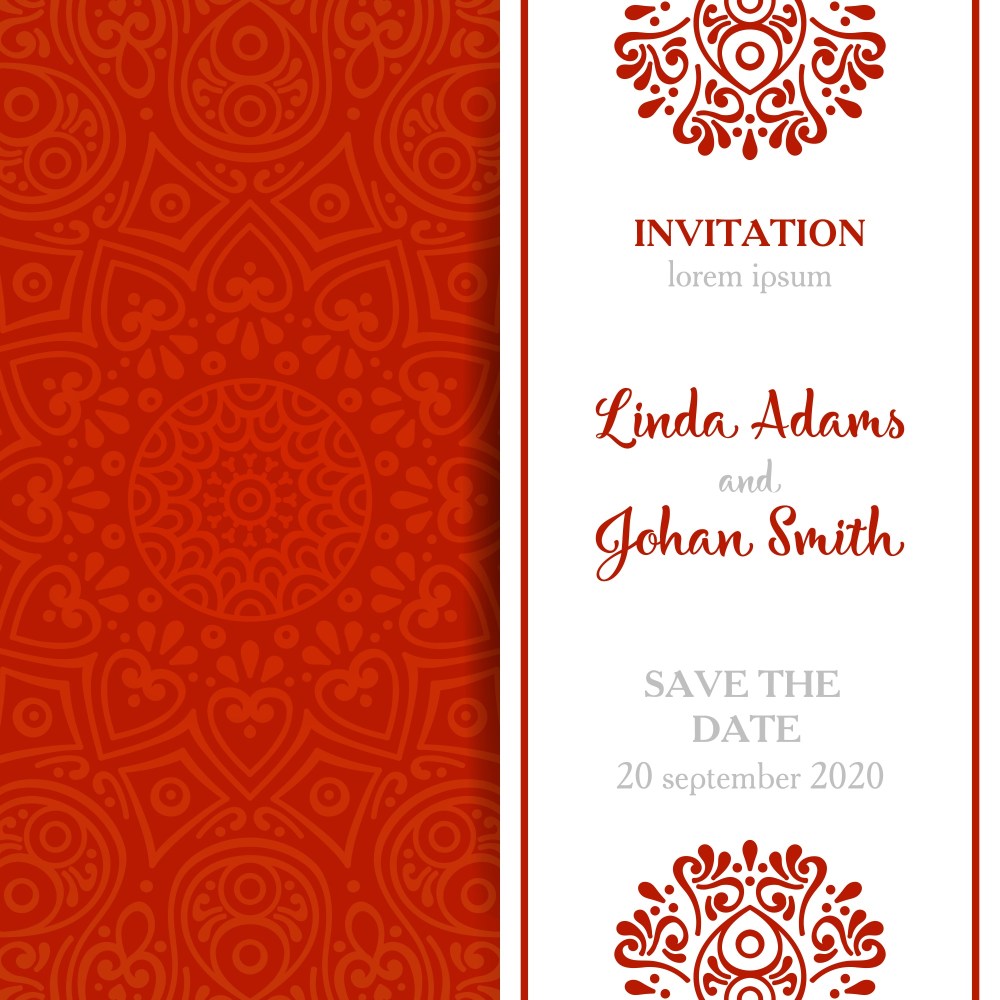 Elegant red mandala wedding invitation
