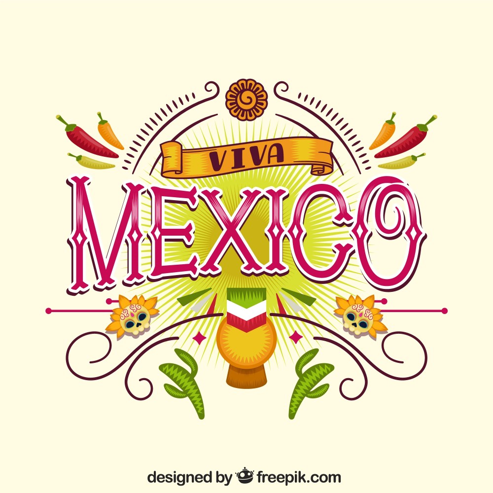 Elegant viva mexico lettering background