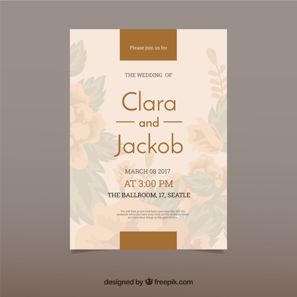Elegant wedding card with flowers