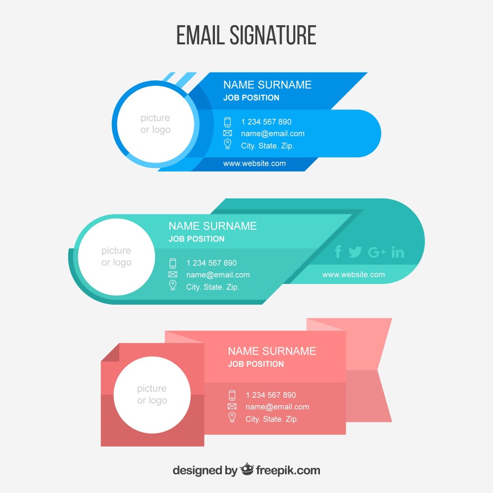 Email signature collection in flat style