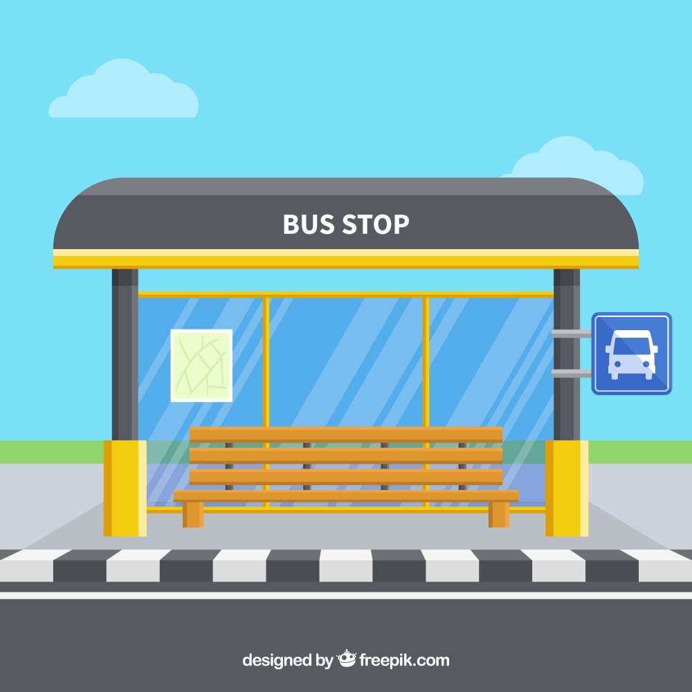 Empty bus stop with flat design