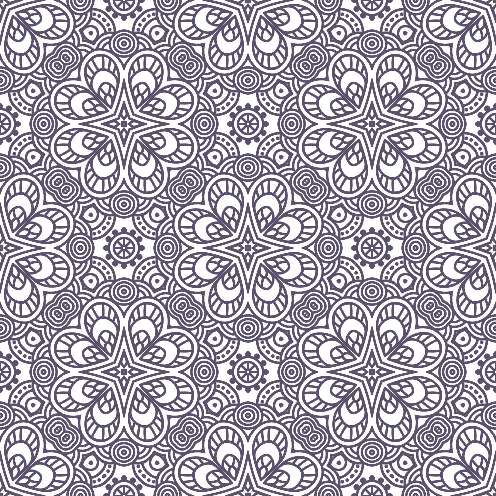 Ethnic floral seamless pattern with mandalas
