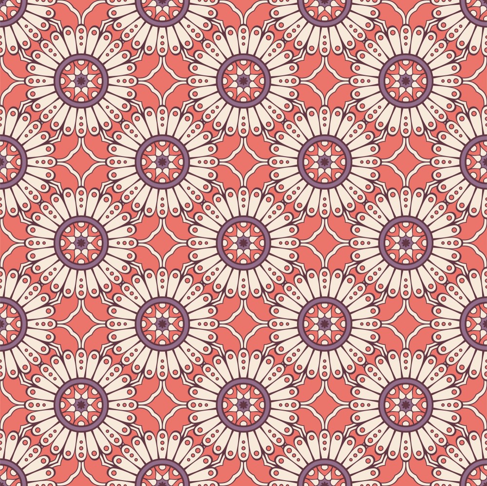 Ethnic floral seamless pattern with mandalas