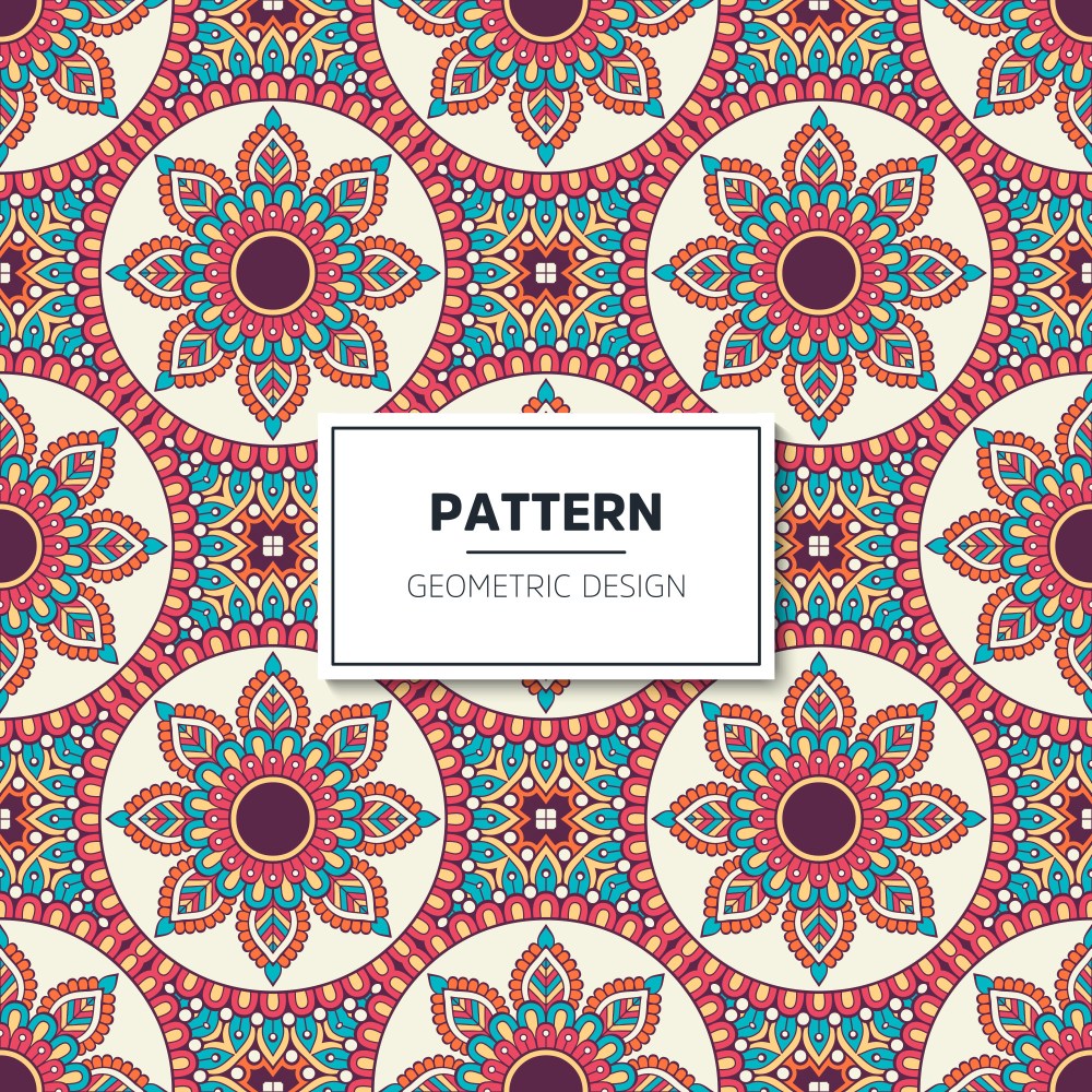Ethnic floral seamless pattern with mandalas