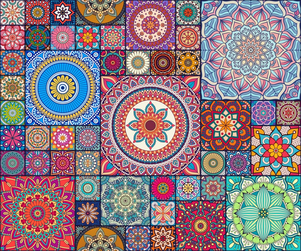 Ethnic mandala pattern tiles