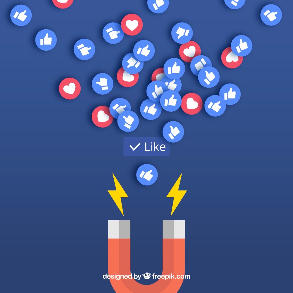 Facebook background with likes and hearts