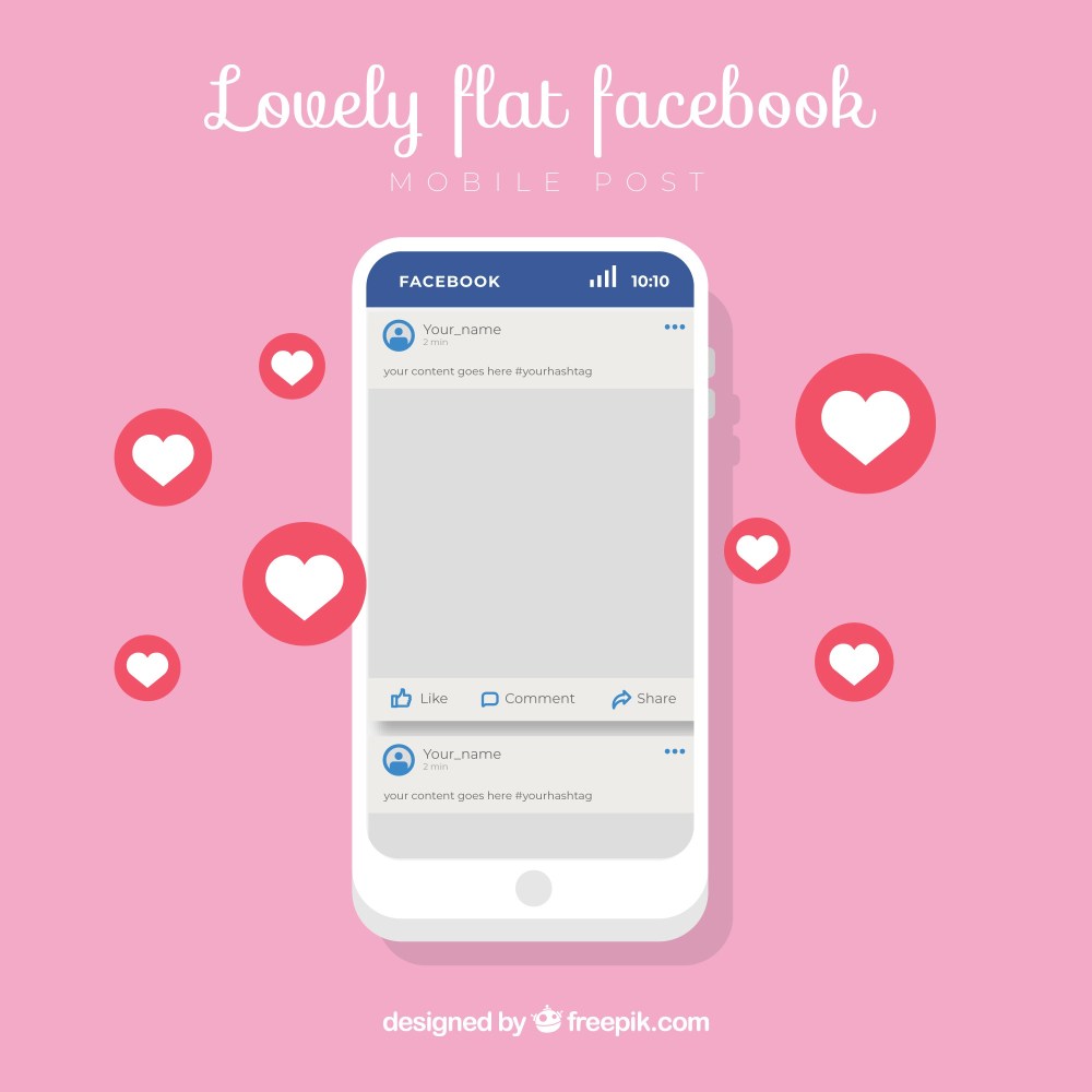 Facebook mobile post with flat design