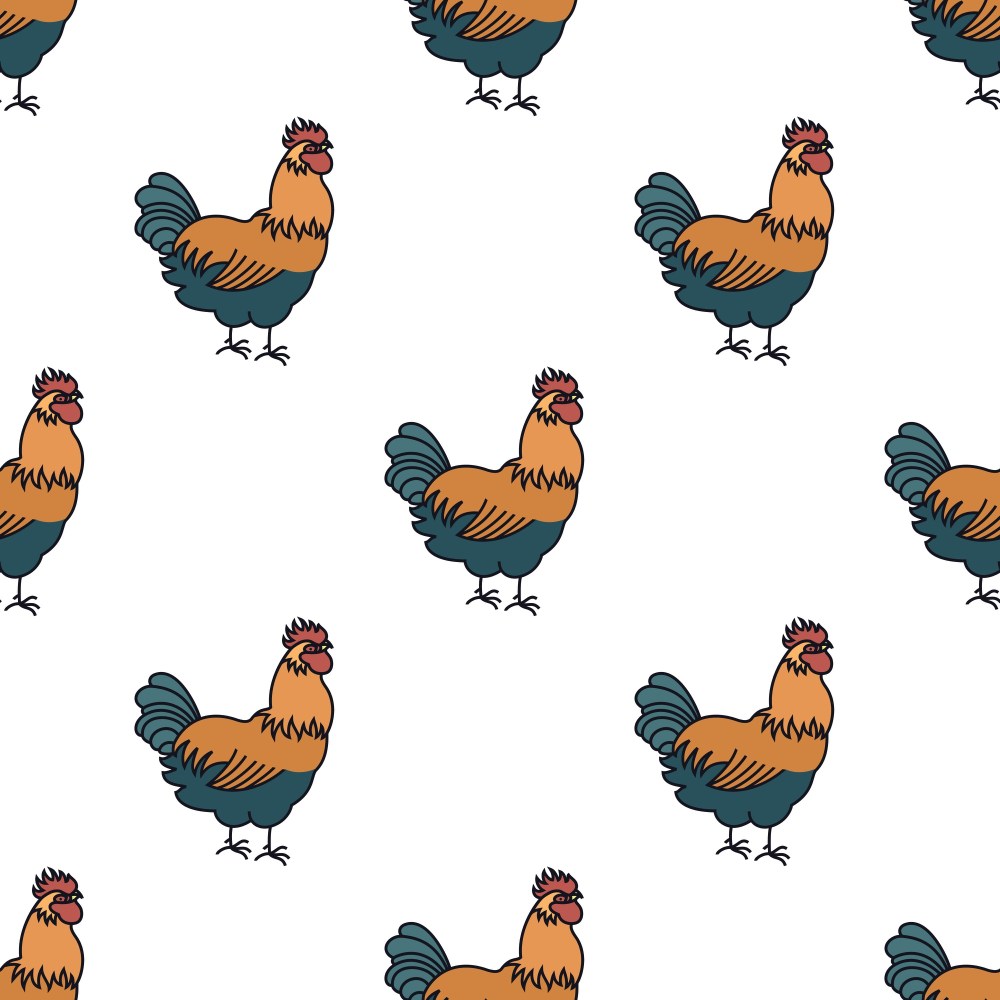Farming Seamless pattern Rooster