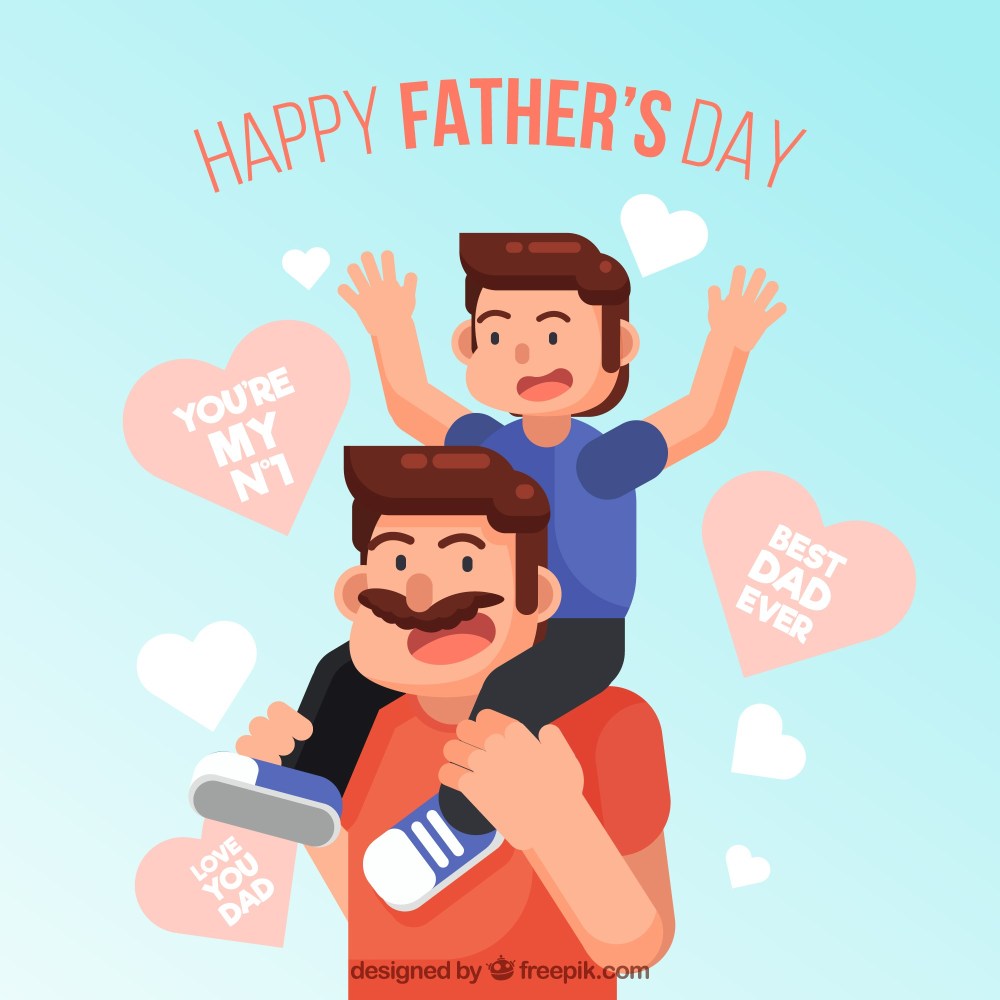 Father's day background with dad and son