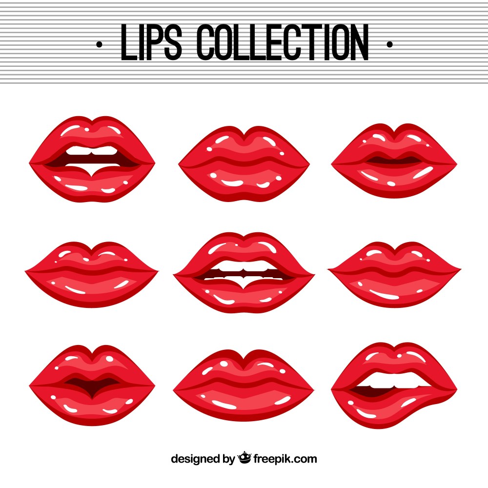 Female lips collection with 2d style