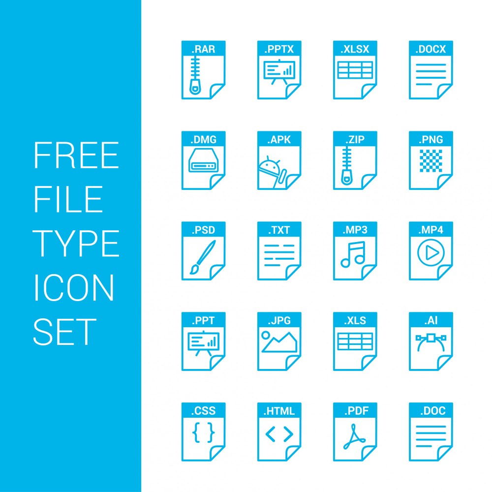 File type icons set vector 
