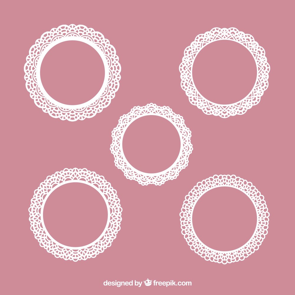 Five round lace frames