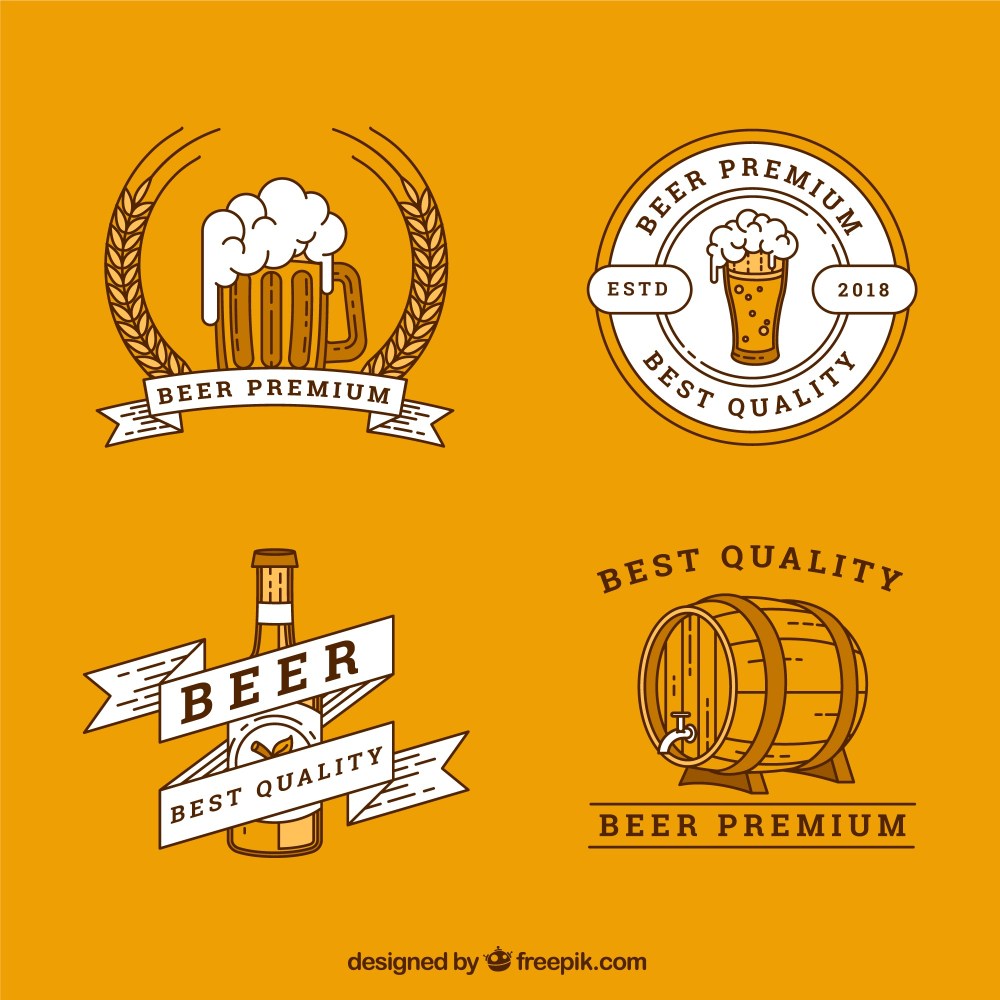 Flat beer logo collection