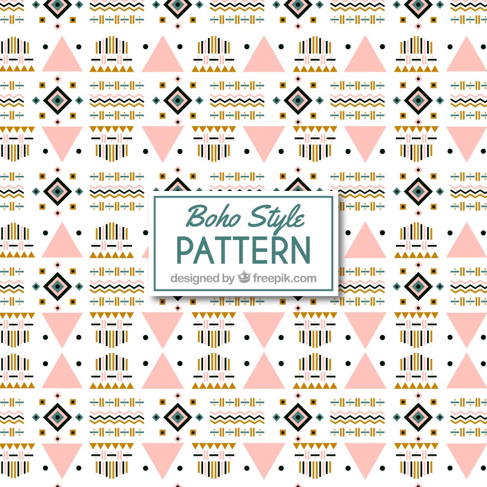 Flat boho pattern with geometric design