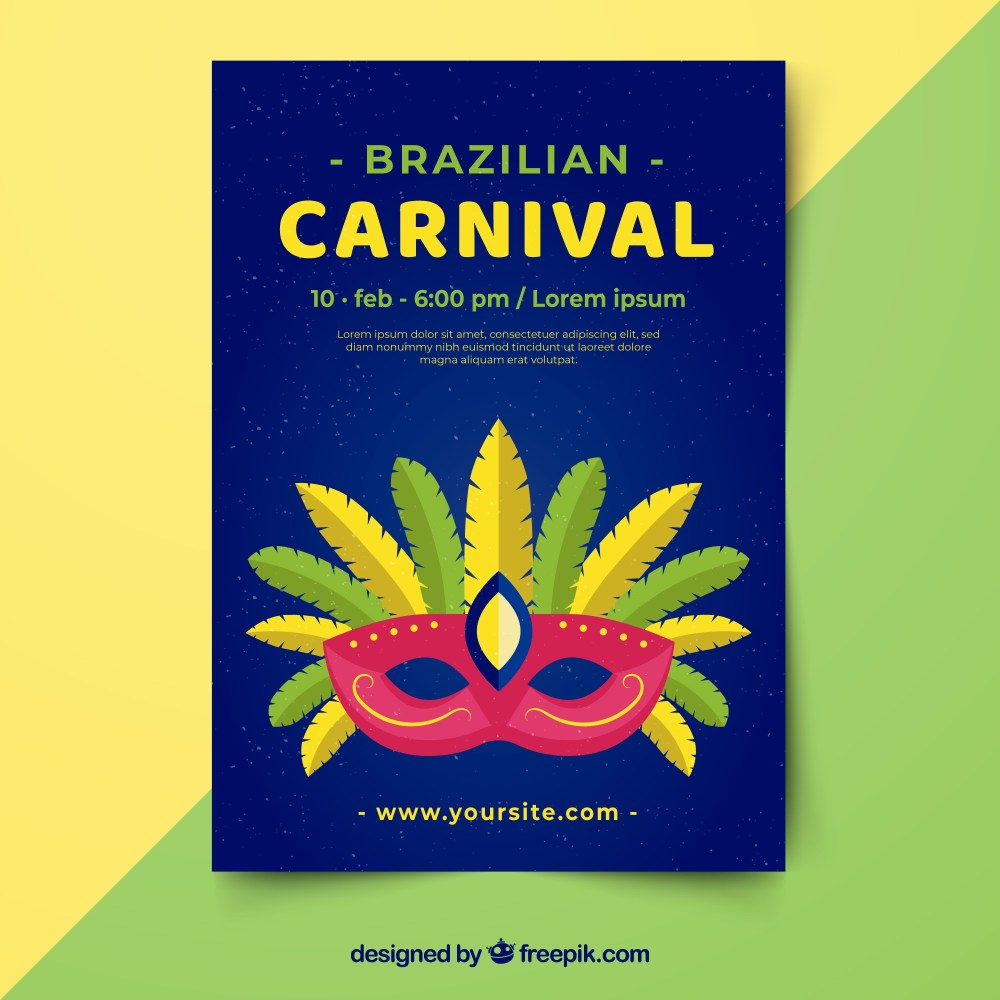 Flat brazilian carnival party flyer/poster