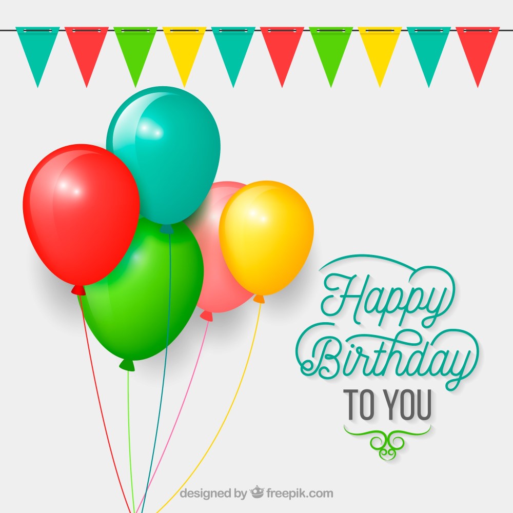 Flat design birthday balloons background