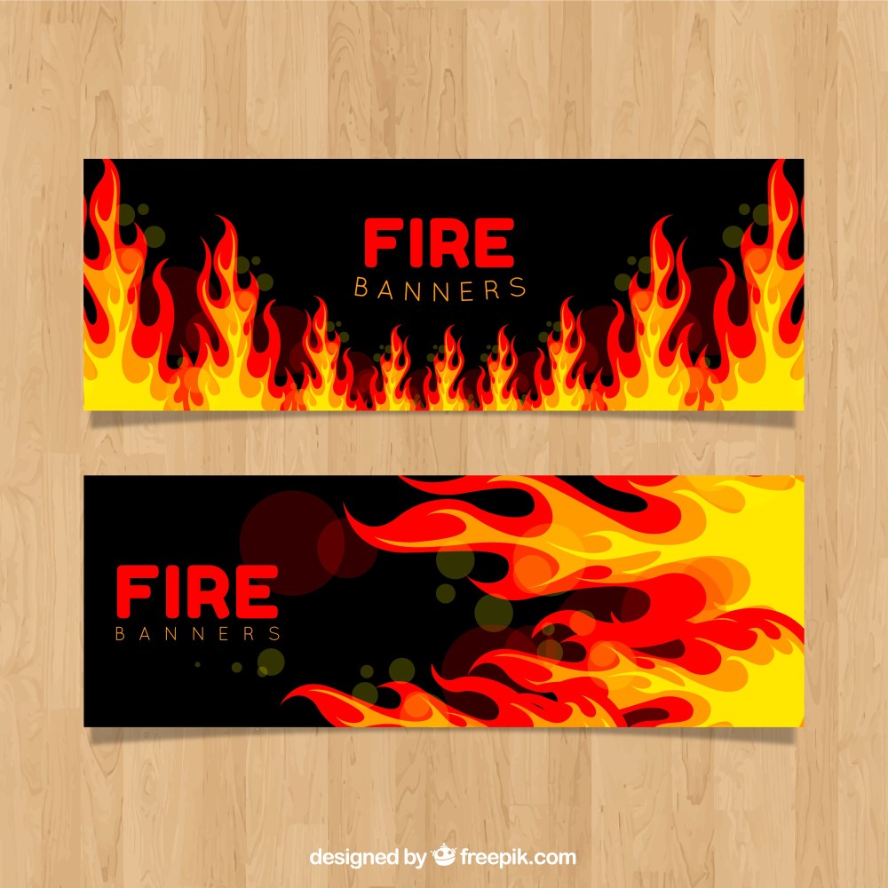 Flat design fire banner