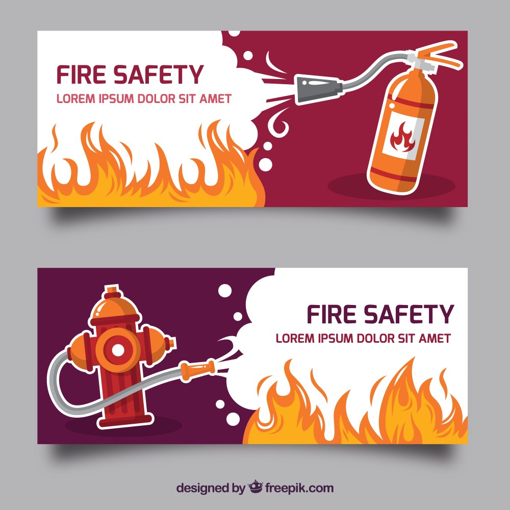 Flat design fire banner