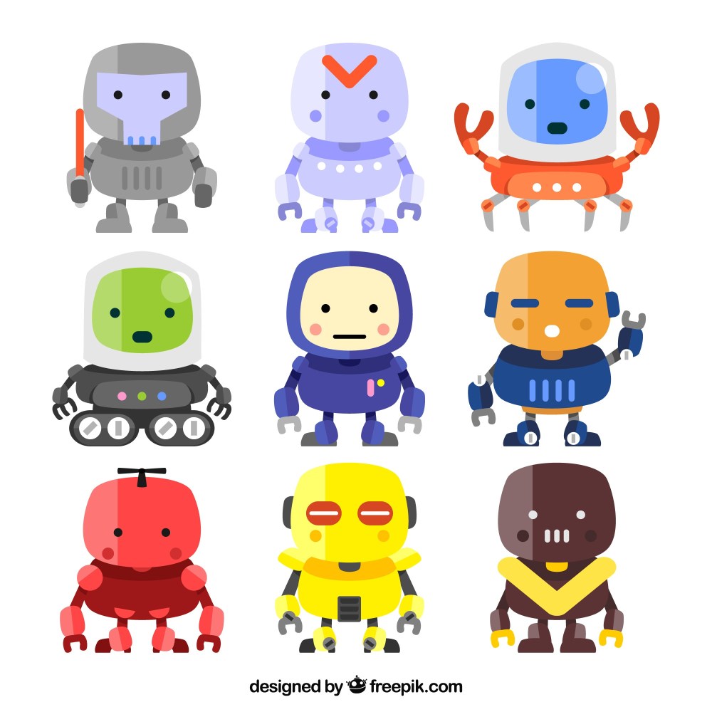 Flat design robot character collection