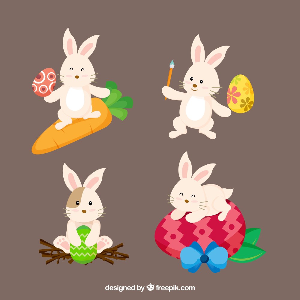 Flat easter bunny collection