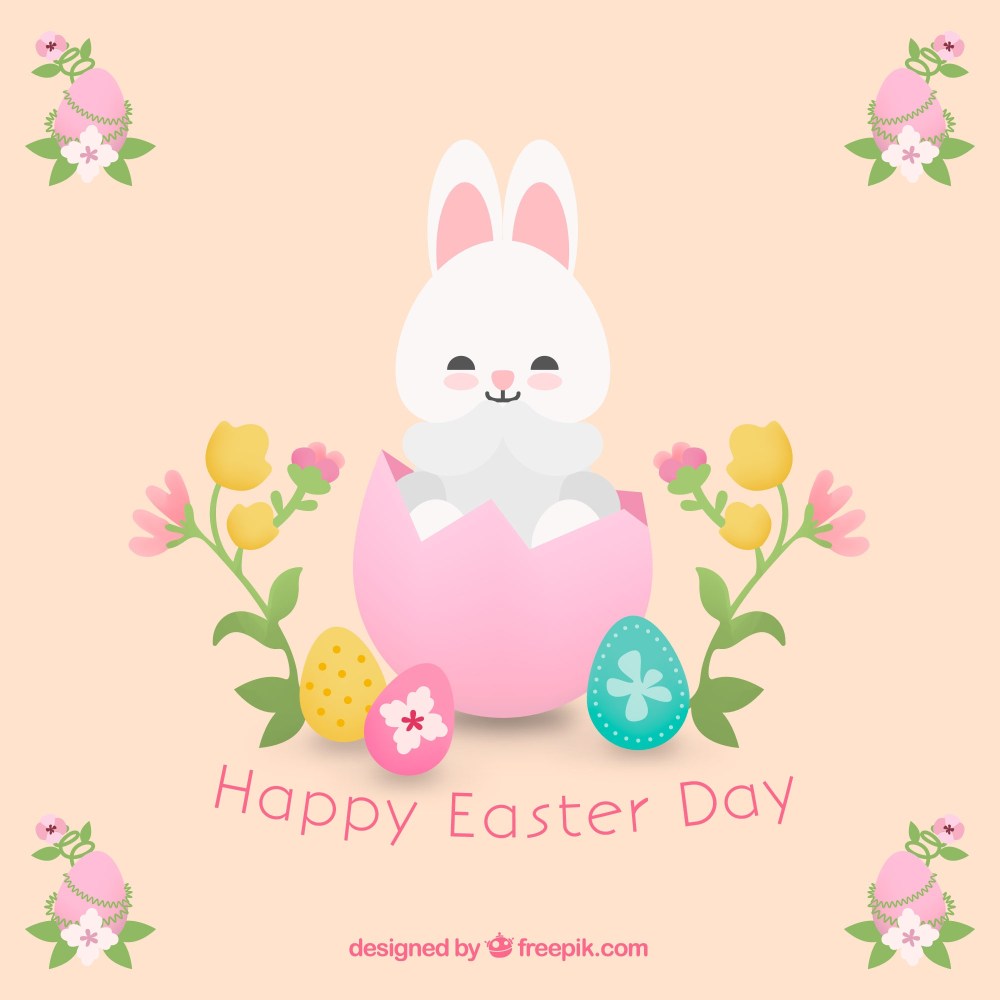 Flat happy easter day background