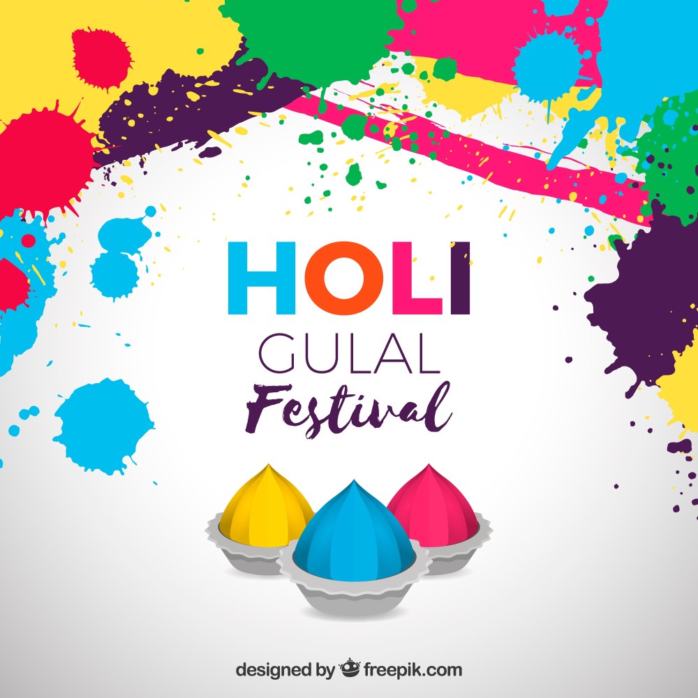 flat happy holi background