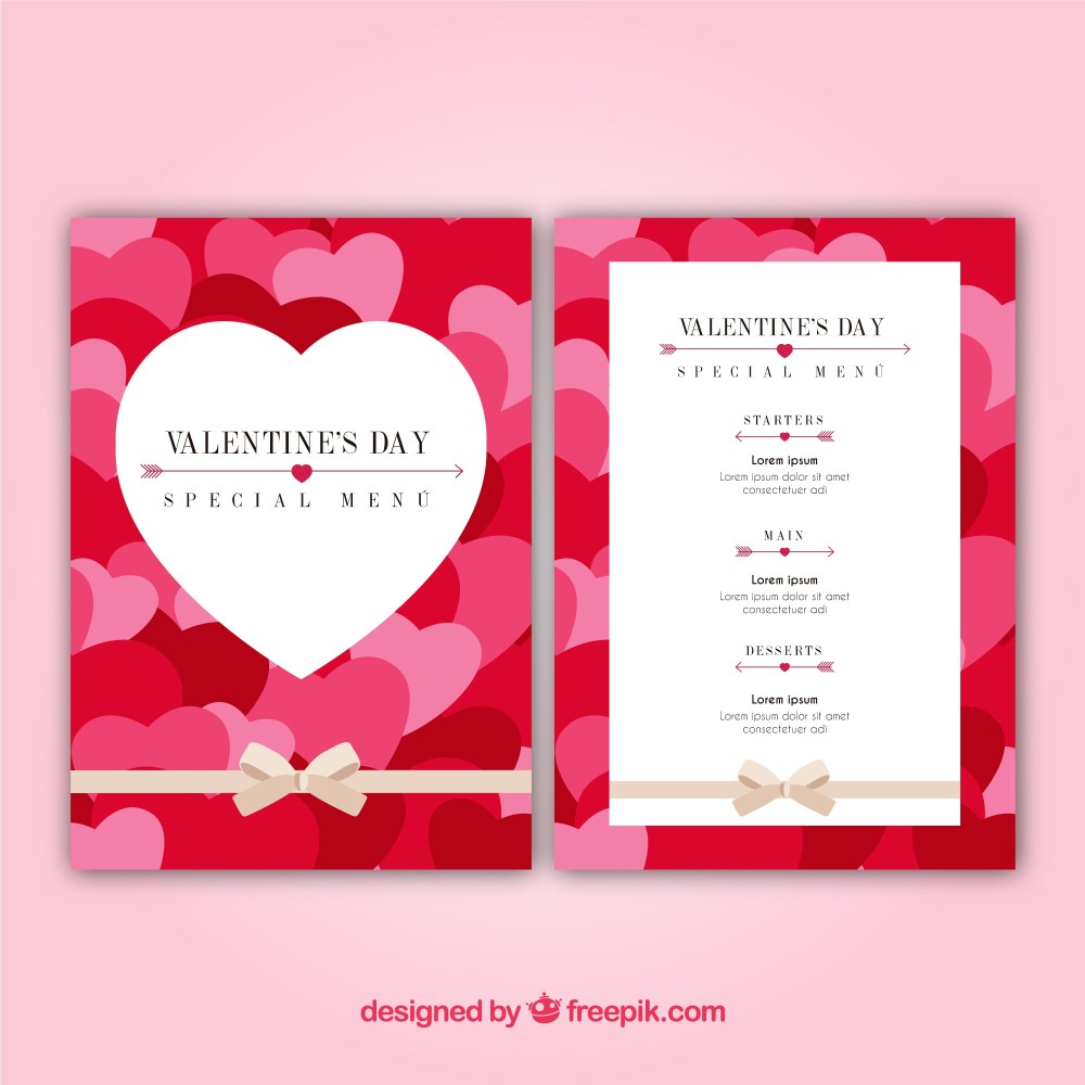 Flat illustration valentine's day menu 