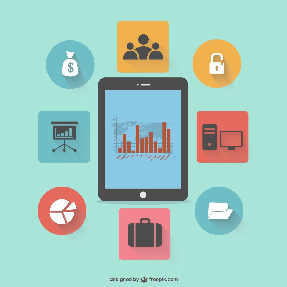 Flat infographic tablet design 