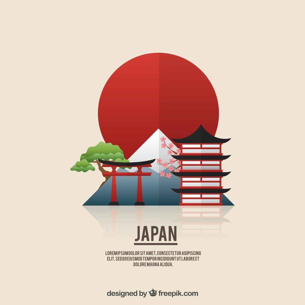 Flat japanese landscape background 