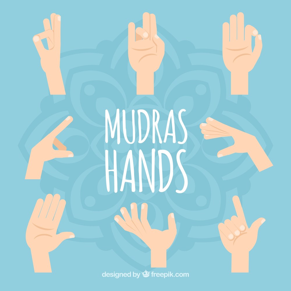 Flat mudras hands collection