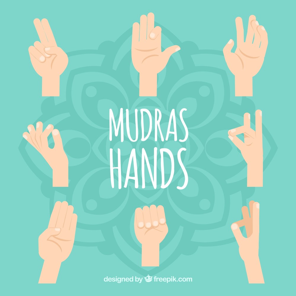 Flat mudras hands collection