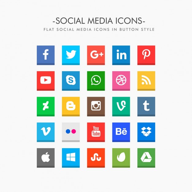 Flat social media icons pack
