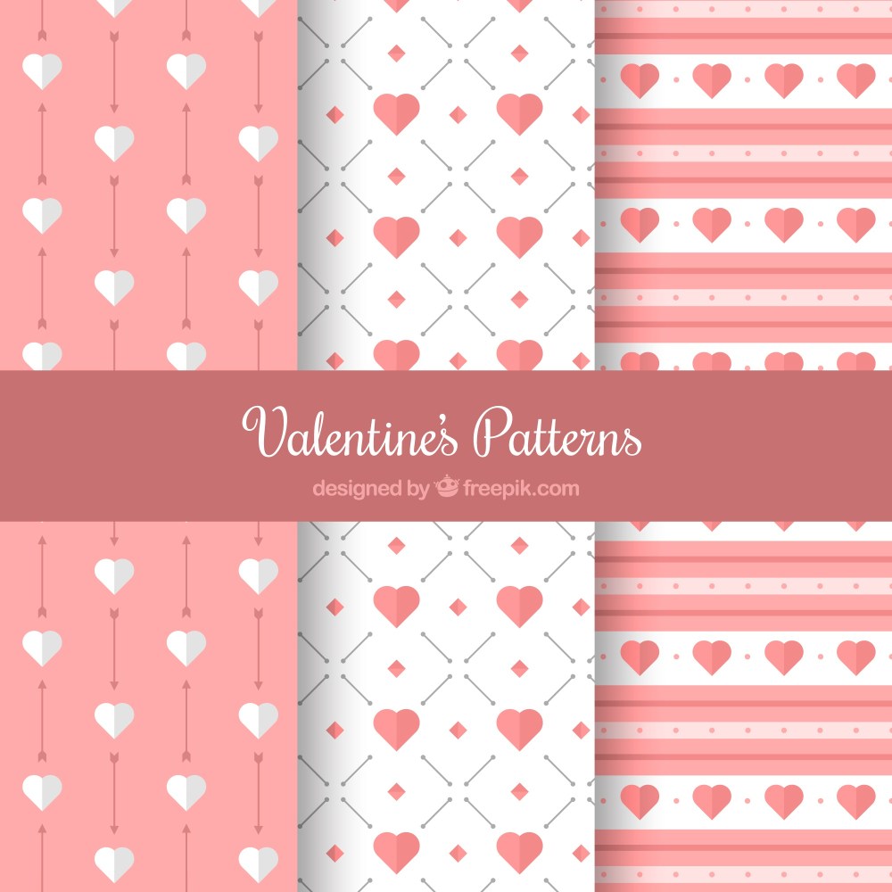 Flat valentine's day pattern collection