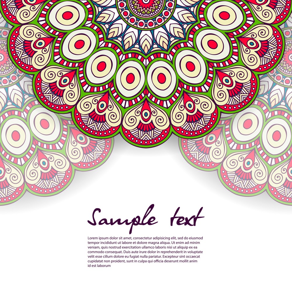 Floral mandala design with text template