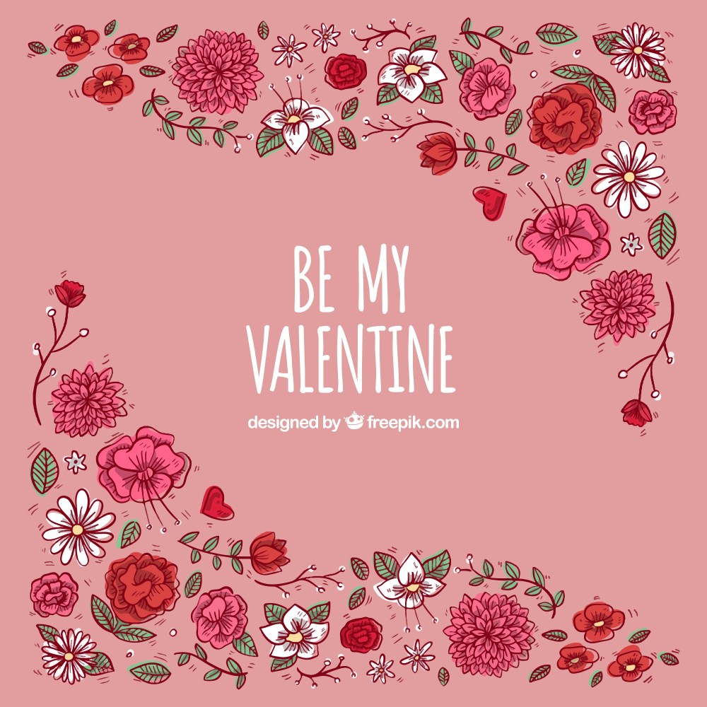 Floral pink valentines day background