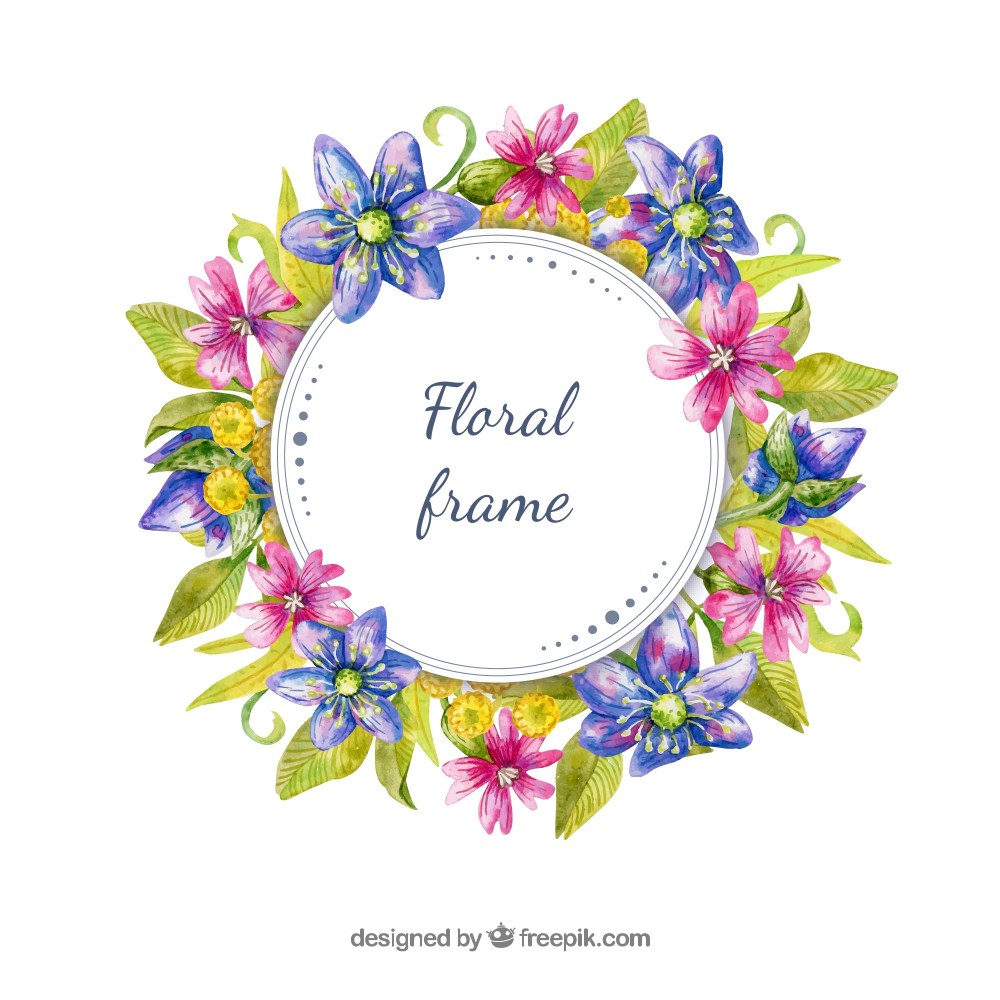 Floral watercolor frame design