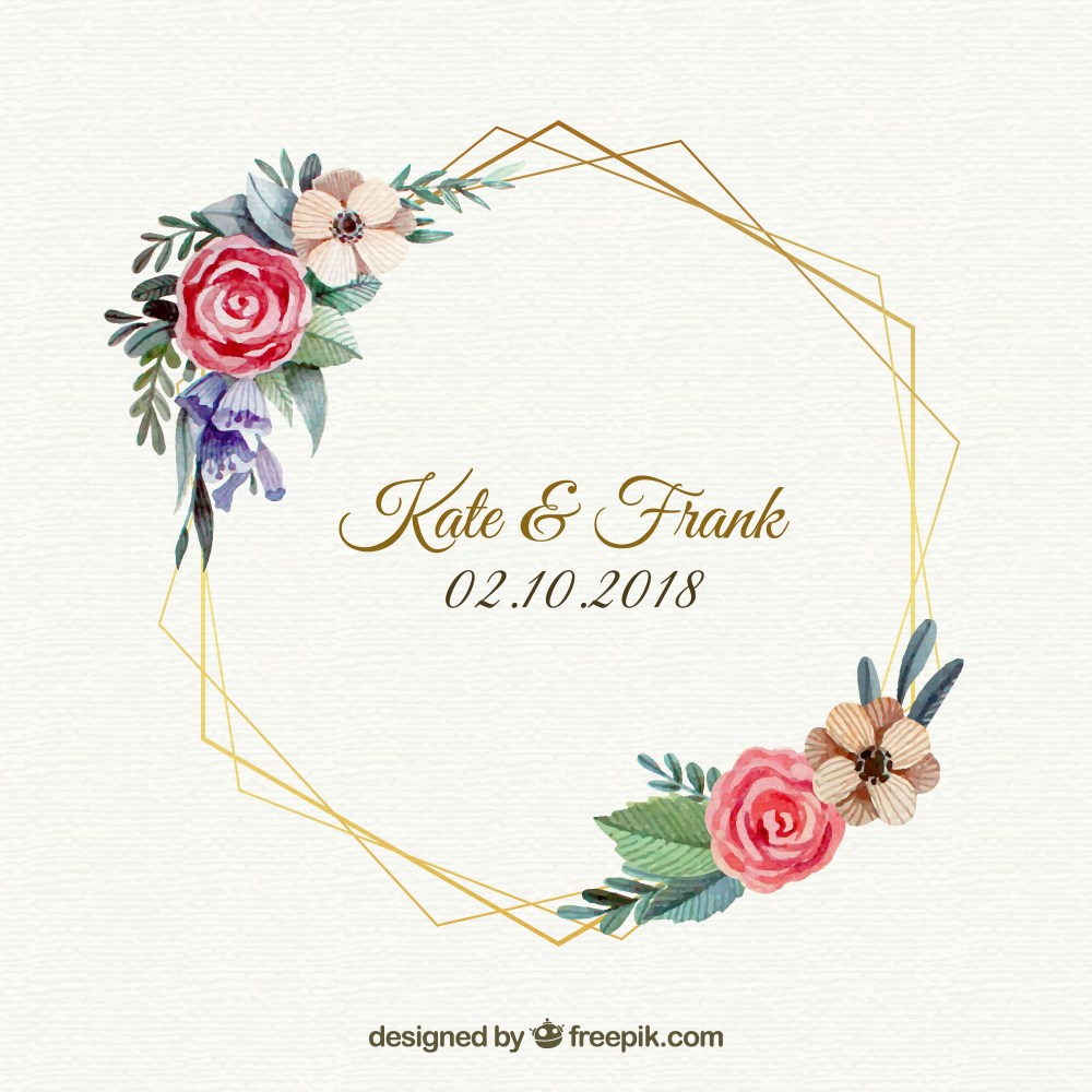 Floral wedding frame template