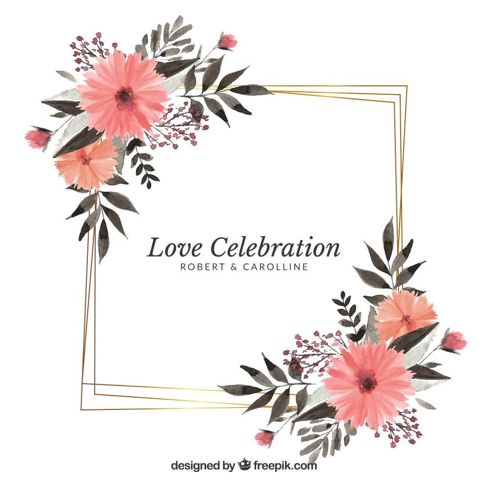 Floral wedding frame template