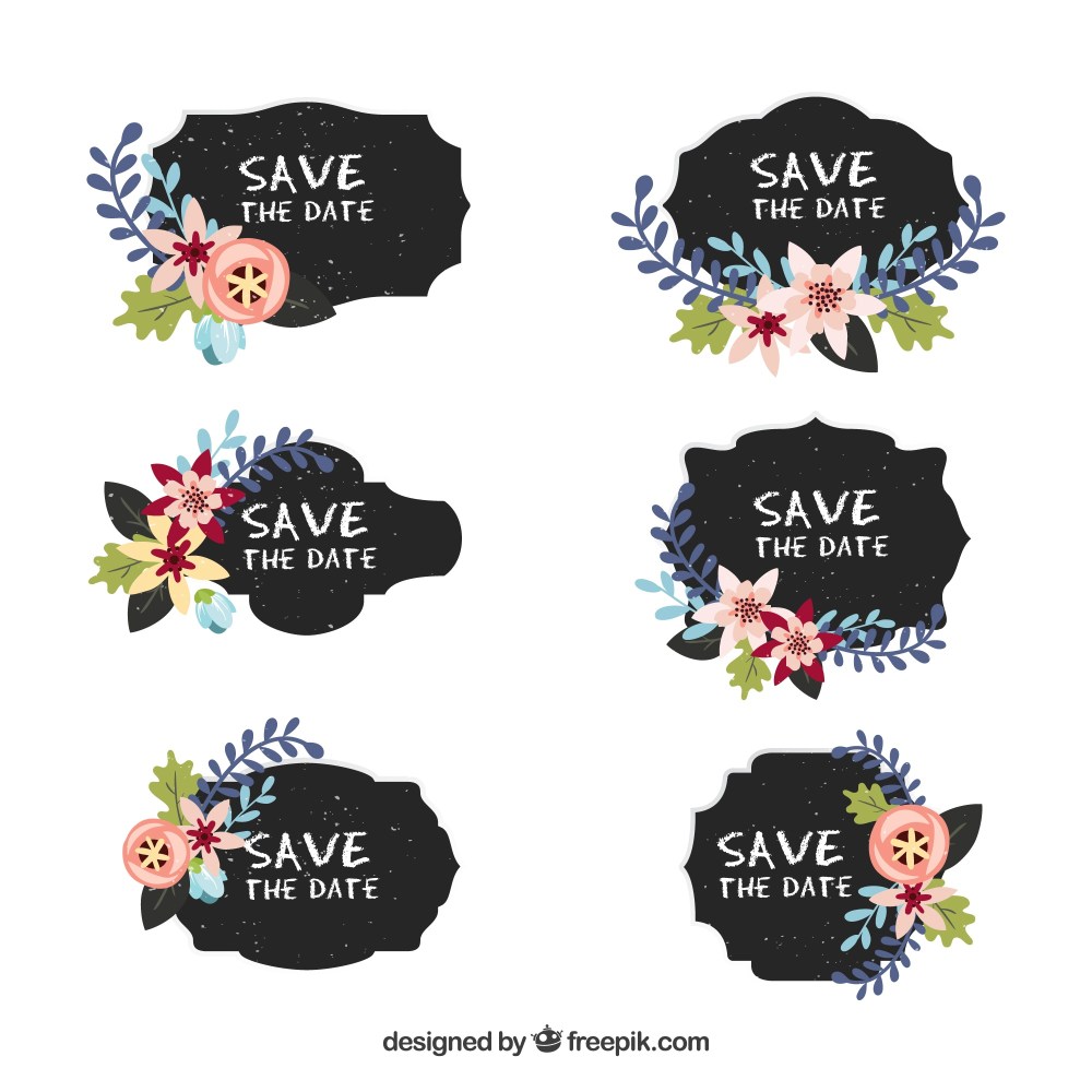 Floral wedding label collection