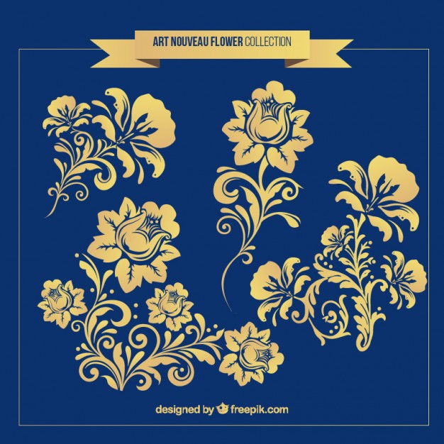 Flowers ornaments in art nouveau style
