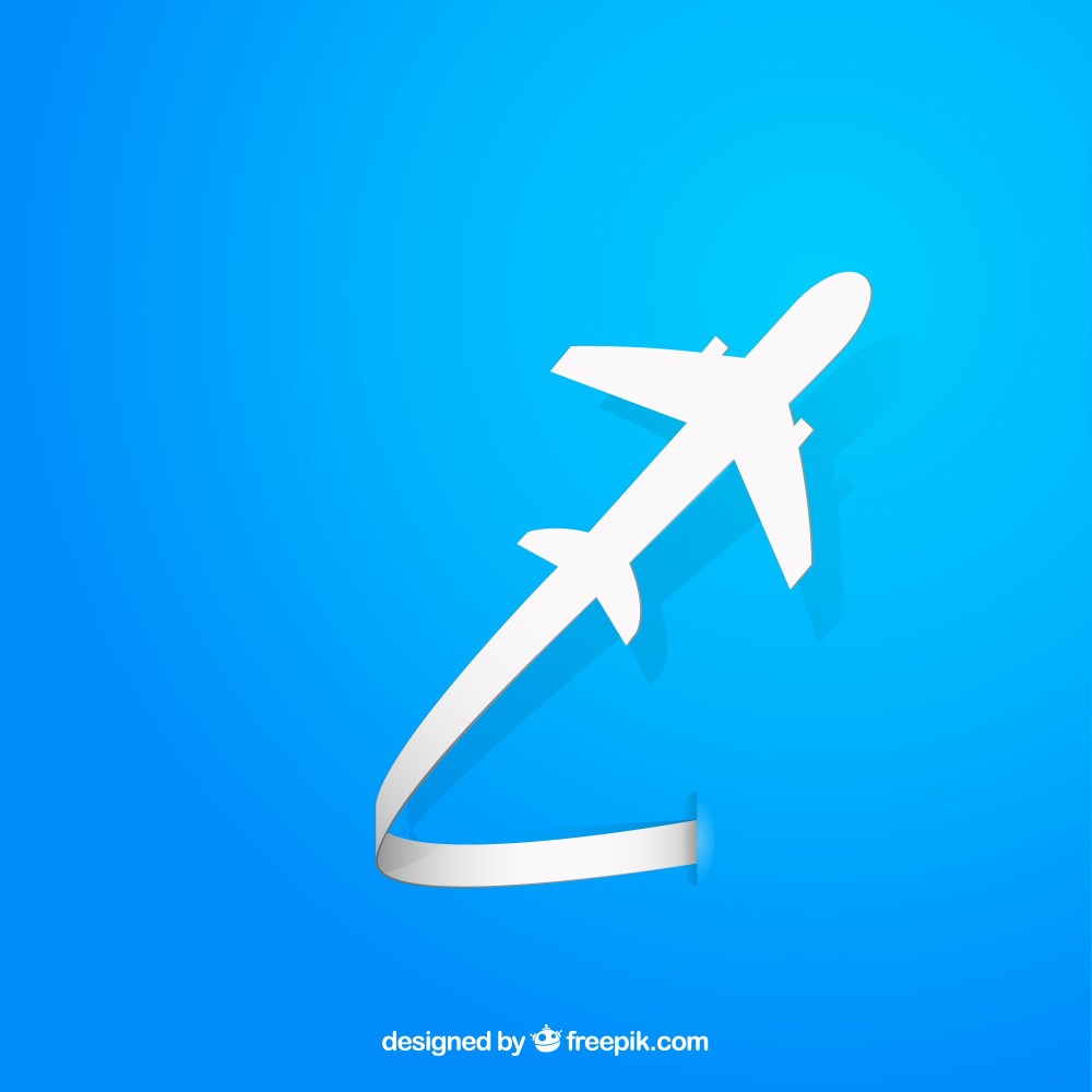 Flying airplane silhouette