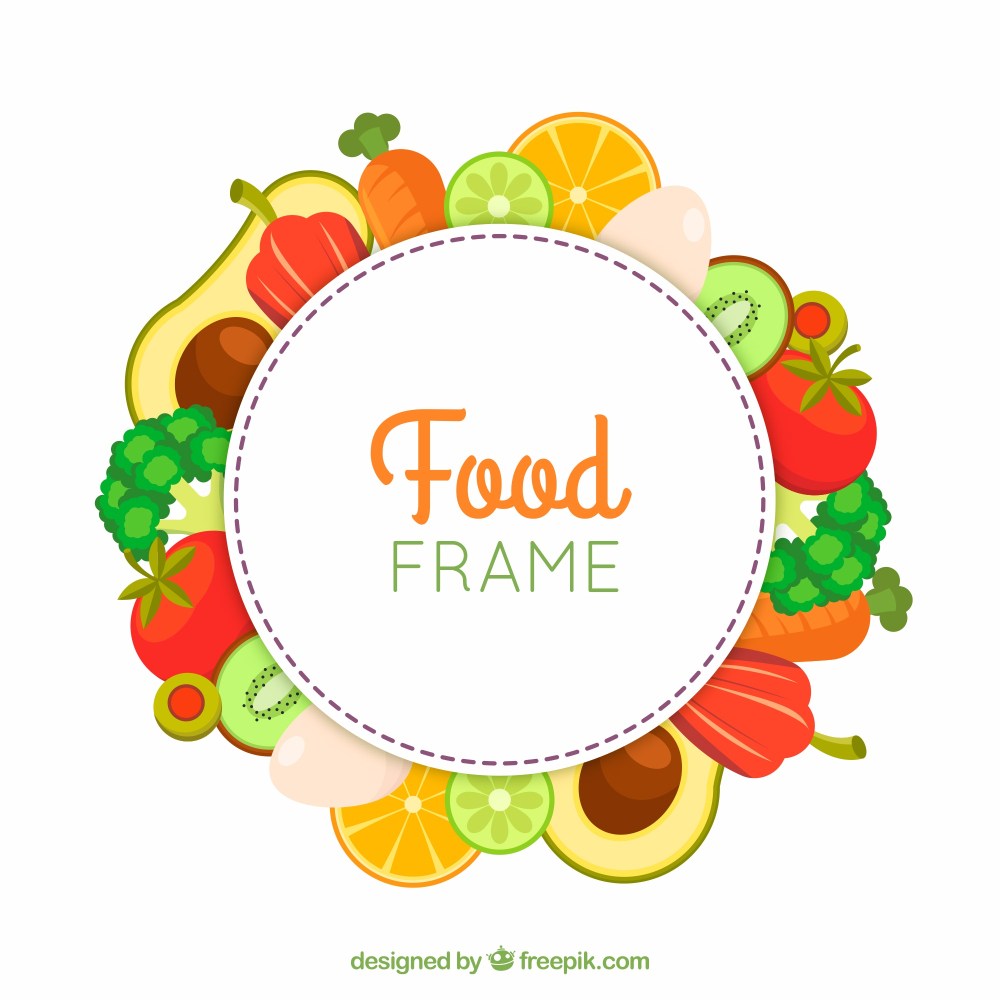 Food frame with fruits and vegetables