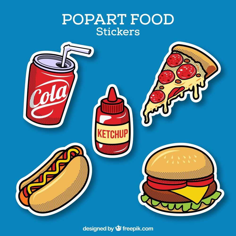 Food stickers with pop art style
