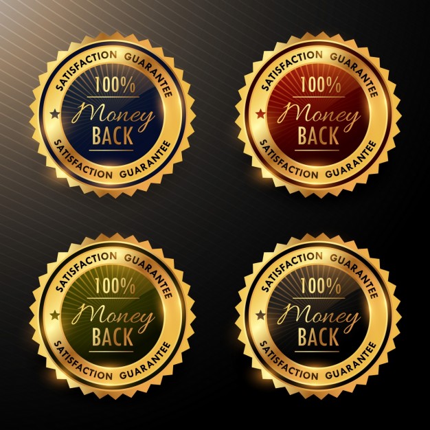 Four gold warranty badges