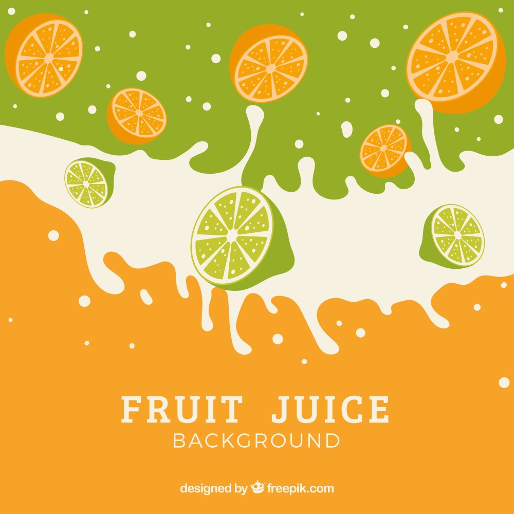 Fruit juice background with splashes