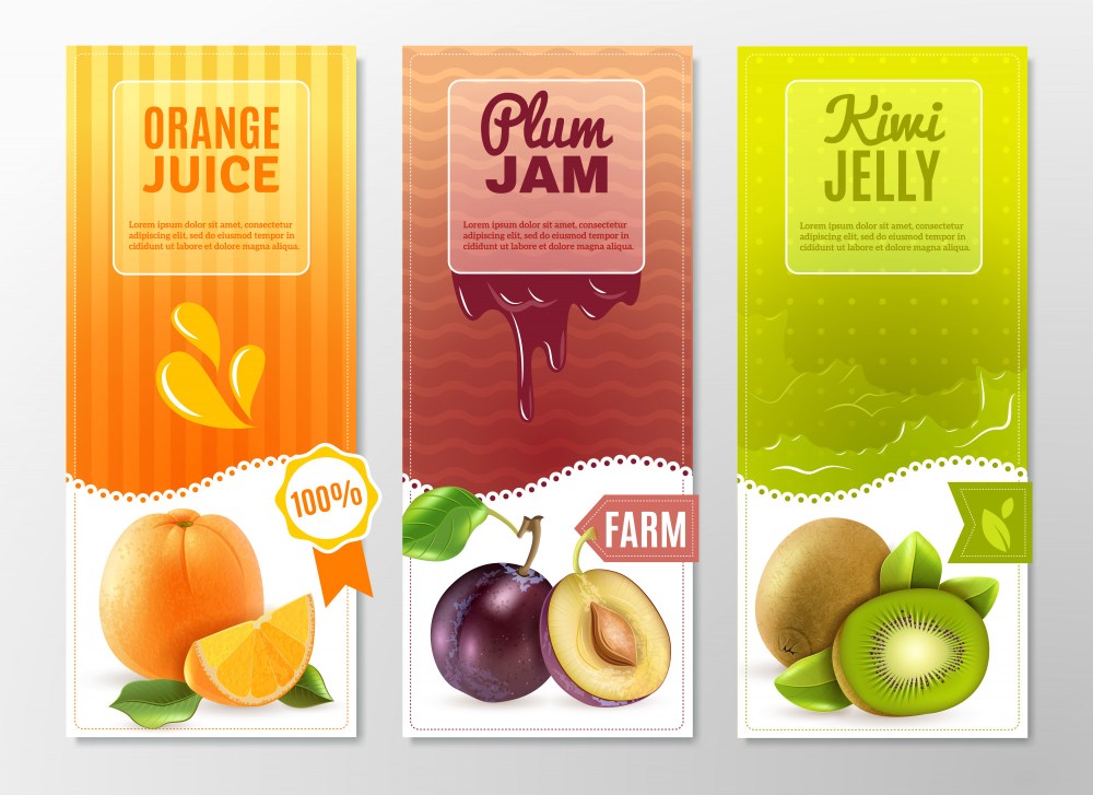 Fruits 3 Ad banners set