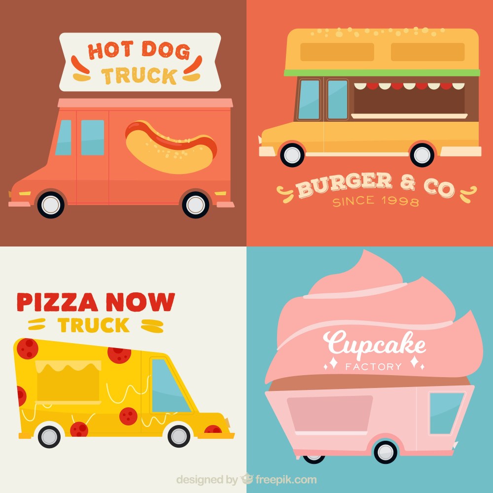 Fun variety of food truck logos