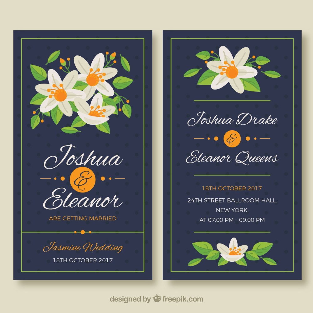 Fun wedding cards with jasmine flowers