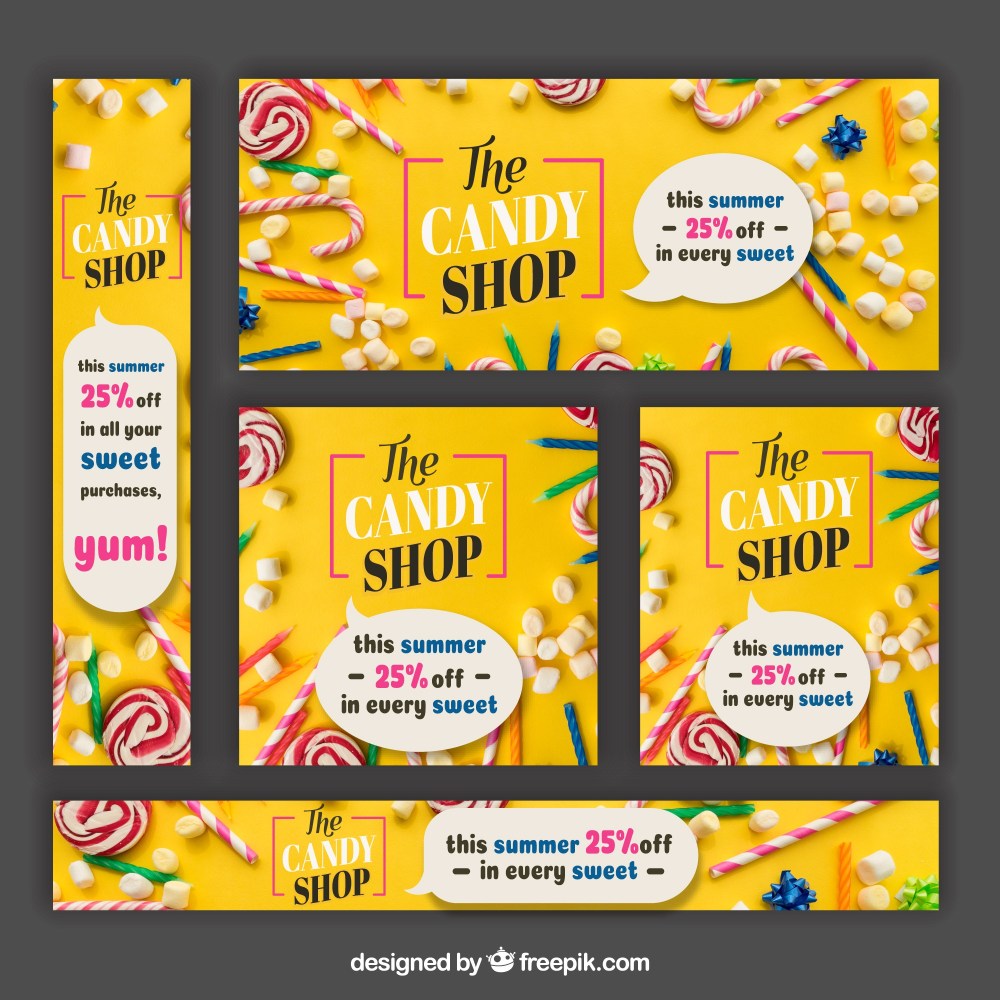 Funny candy shop banners