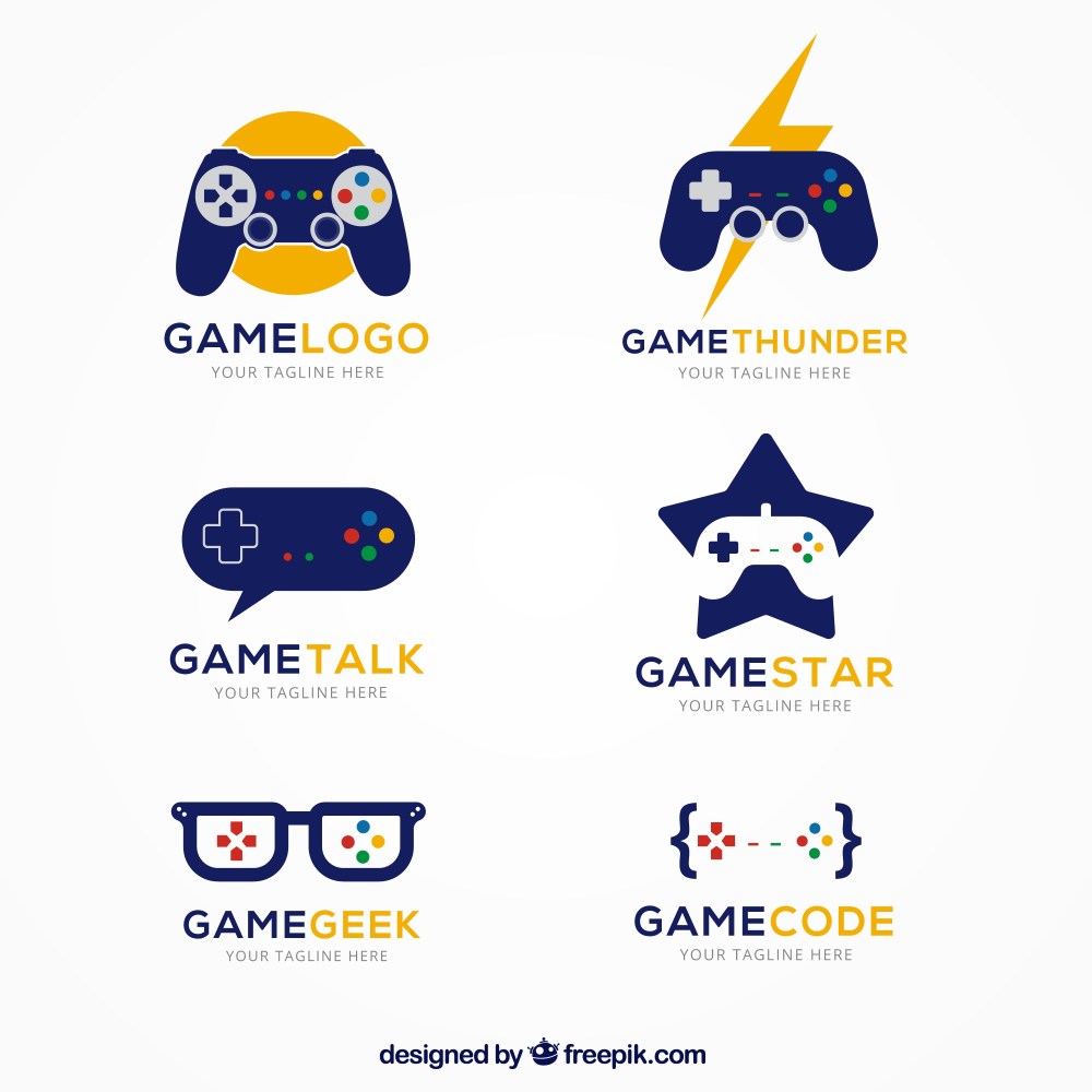 Gaming logo collection with flat design